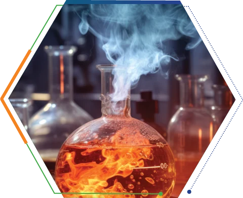 Laboratory flask with active chemical process